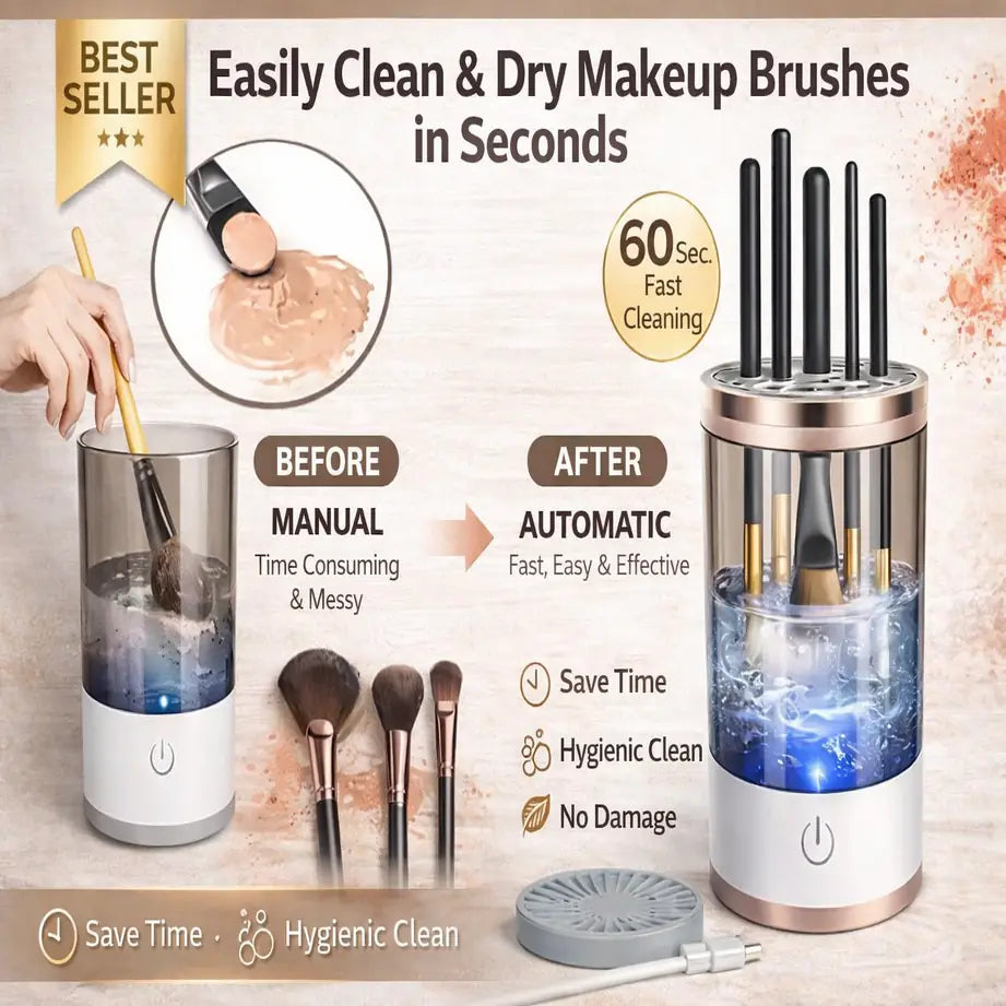 Professional 3-in-1 Electric Makeup Brush Cleaner (All Sizes)